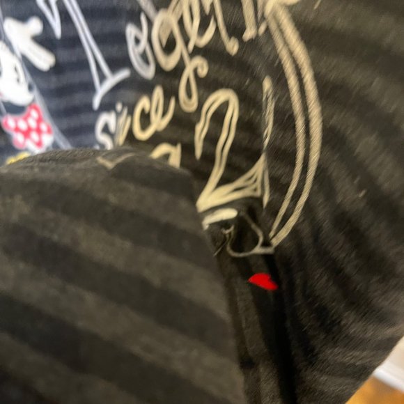 Disney Graphic Tee Heart Minnie & Mickey Together Since 1928 T-Shirt S Striped V - Picture 10 of 12